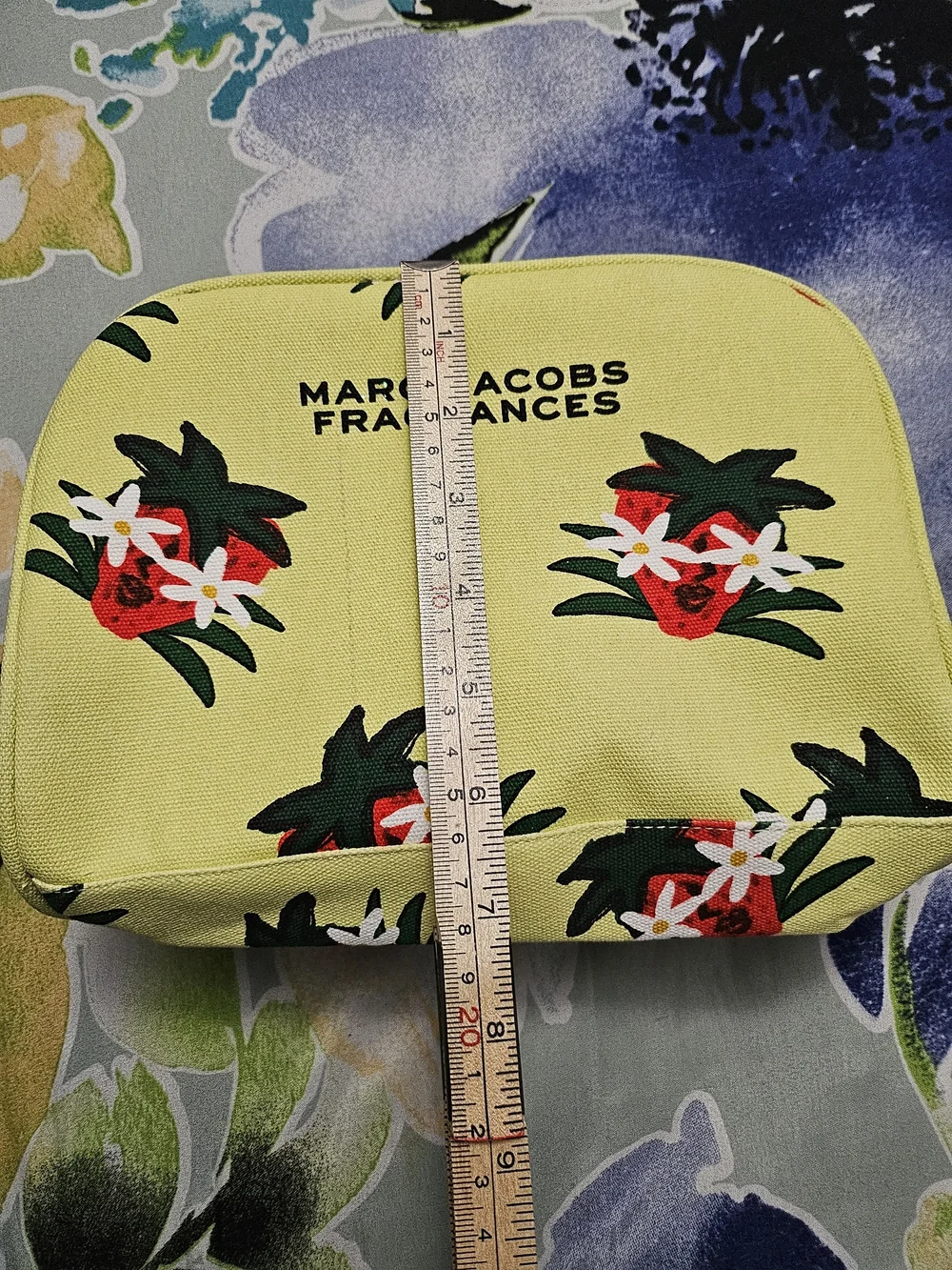 Marc Jacobs Fragrances Floral Cosmetic Pouch - Lime Green with Red Accents